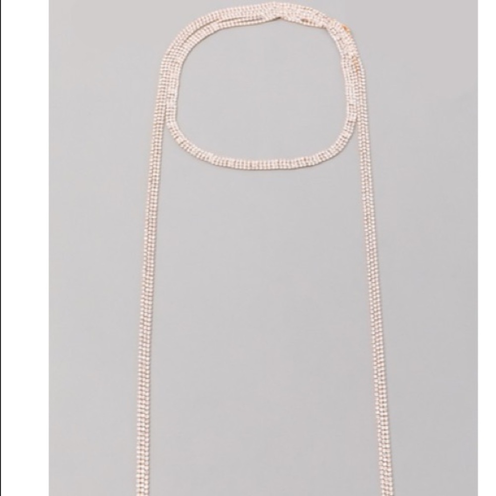 Gold Rhinestone 24” Long Choker Type Necklace